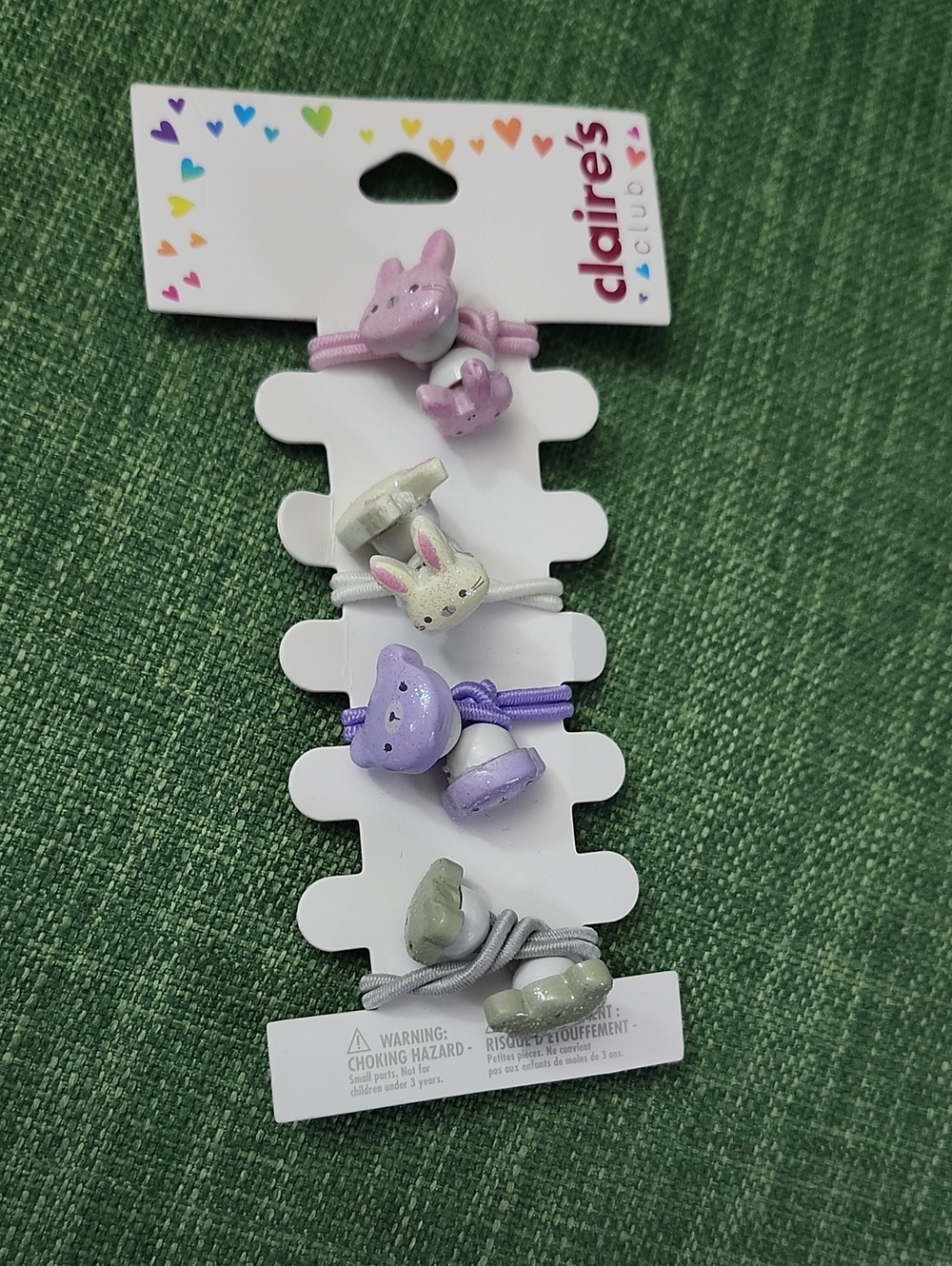 Claire's Pastel Pink Purple & Cream Animal Charm Hair Elastics - 5 Pack